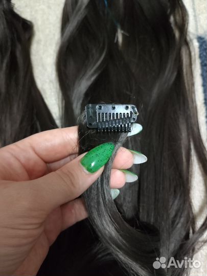 Волосы на заколках коричневый 45см