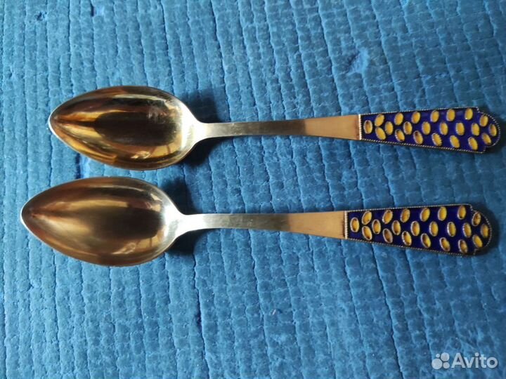 Ложка чайная серебро 916 проба с позолотой