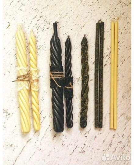 Восковая свеча, очищение, белые и черные, скрутка