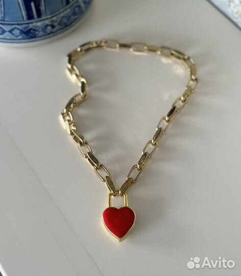 Колье цепь с подвеской сердце