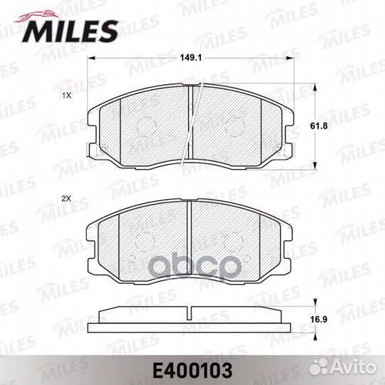 Колодки тормозные дисковые перед E400103 Miles