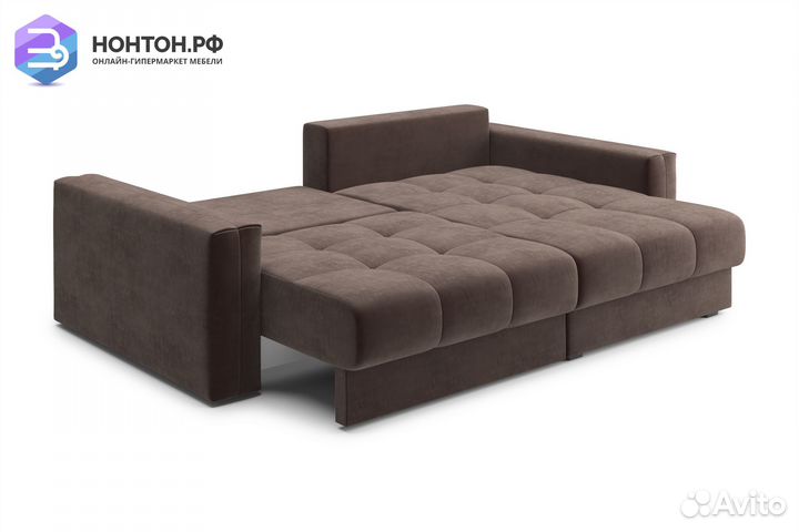 Диван угловой тик-так Монарх коричневый
