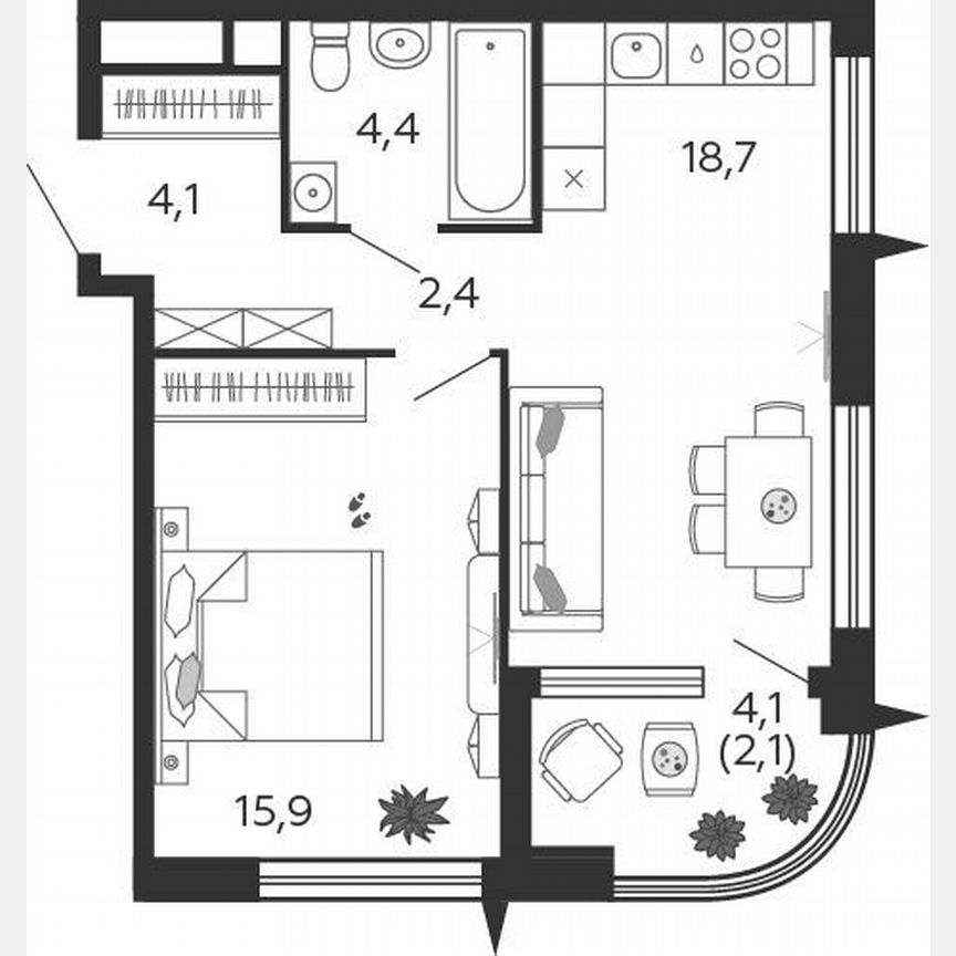 1-к. квартира, 47,6 м², 9/17 эт.