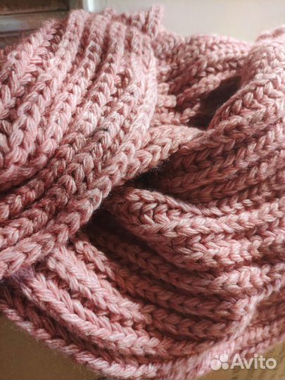 Снуд и шапка комплект зимний вязаный