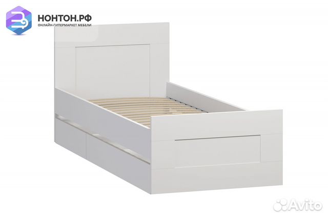 Кровать односпальная Сириус белая с ящиками