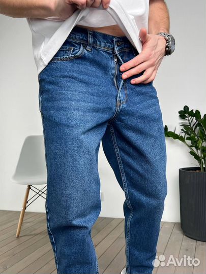 Джинсы бананы в синем цвете