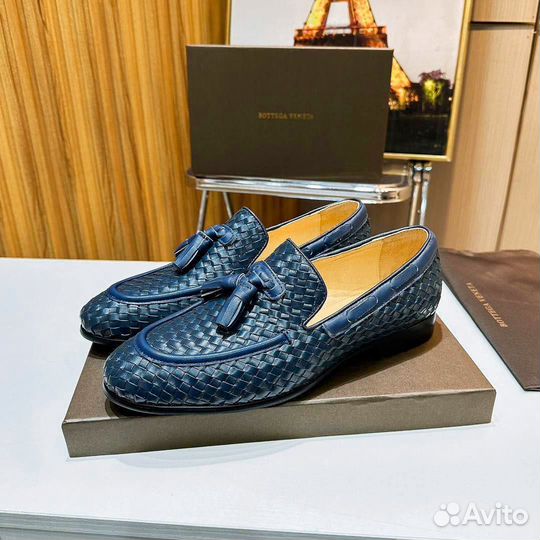 Мужские туфли Botegga Venetta синие с кисточкой