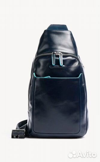 Рюкзак слинг piquadro, фактура гладкая, синий