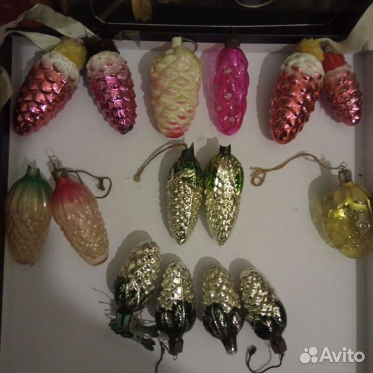 Елочные игрушки СССР стекло картон