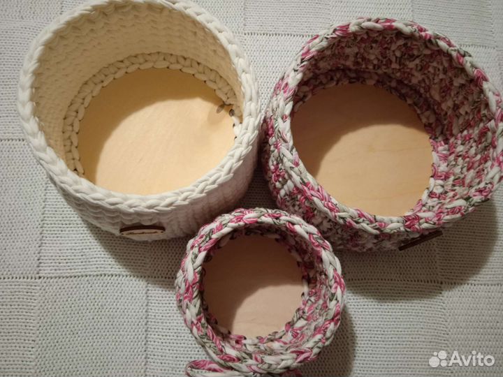 Набор корзин из трикотажной пряжи в подарок