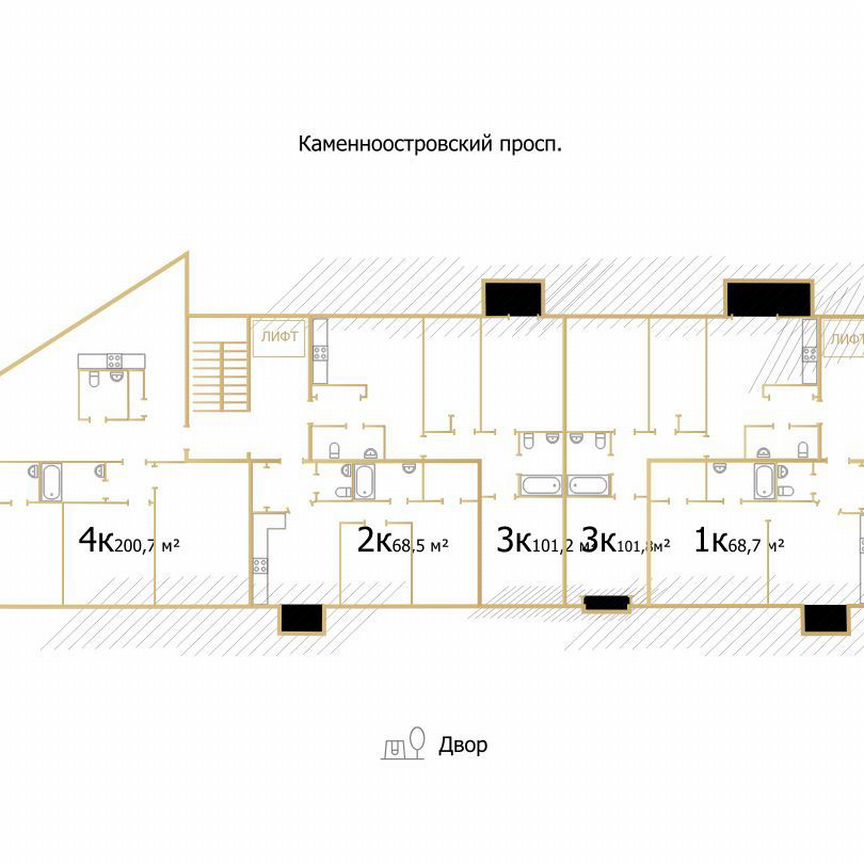 3-к. квартира, 205 м², 6/8 эт.