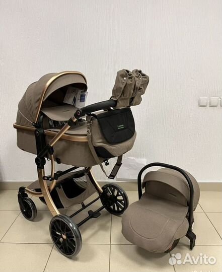 Коляска 3в1 luxmom коричневый
