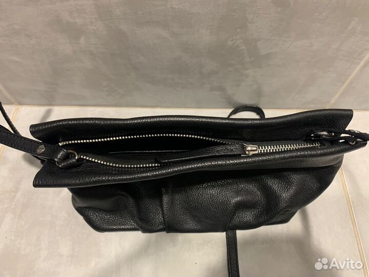 Сумка zara натуральная кожа черная