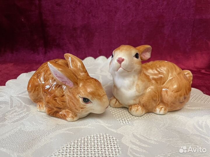 Елочные игрушки и солонки кролики