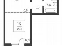 Квартира-студия, 29,1 м², 16/17 эт.