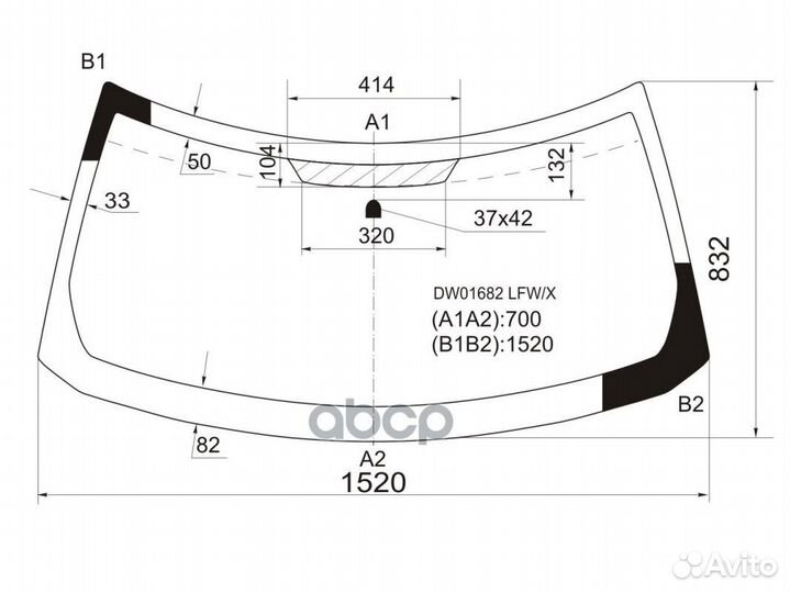 Стекло лобовое jeep patriot 07-16 DW01682 LFW/X