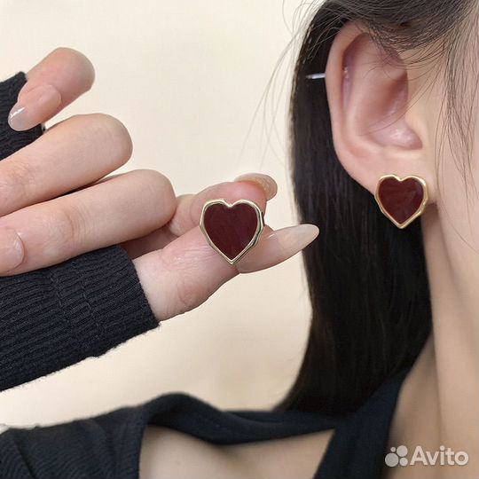 Серьги сердце серебро 925