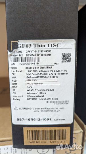 Msi GF63 i5/16/1tb/gtx1650