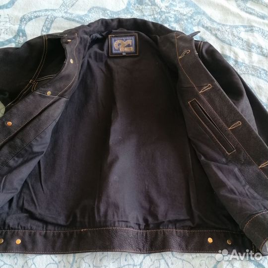 Кожаная мото куртка замша джинсовка