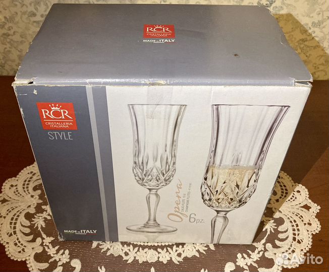 Набор из 6 хрустальных бокалов для шампанского