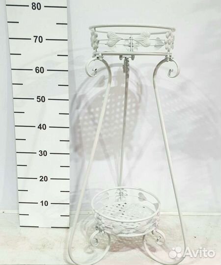 Подставка для цветов напольная металлическая белая