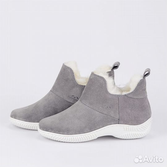 Ботинки женские серые на меху, литая подошва Разме