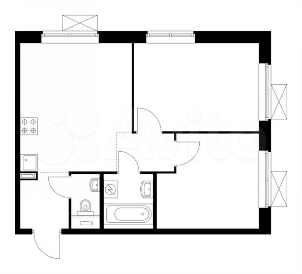 2-к. квартира, 50 м², 2/17 эт.
