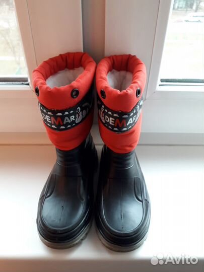 Резиновые утеплённые сапоги для мальчика