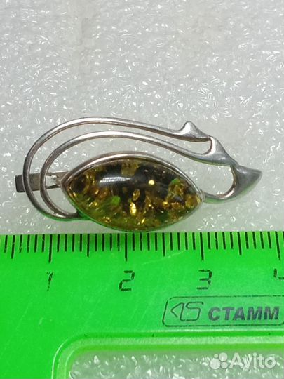 Серебряные Серьги СССР с Янтарем