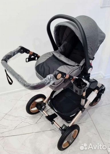 Коляска 3в1 Новая трансформер (темно серый)