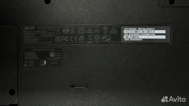 Игровой ноутбук aser Aspire A717-72G