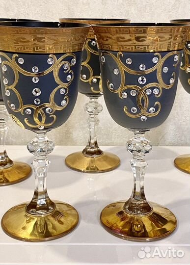 Королевские фужеры с кристаллами h18 см Богемия