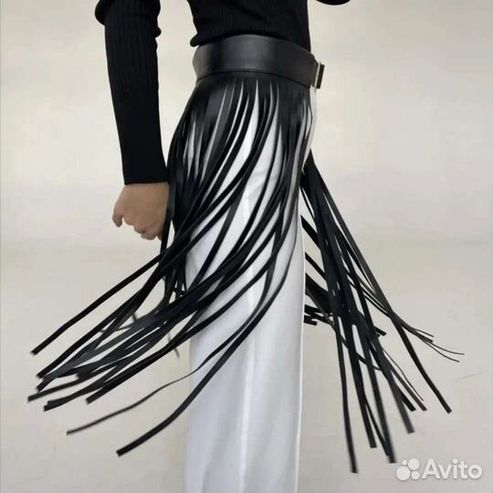 Кожаная бахрома на ремне