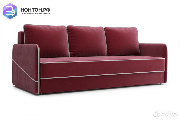 Диван еврокнижка Энерджи 3-х местный бордовый