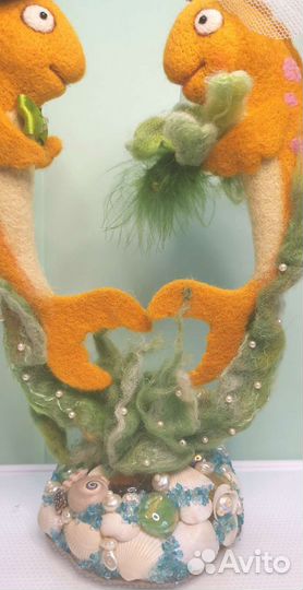 Скульптура, статуэтка свадебная, рыбки, подарок