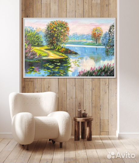 Картина маслом на холсте пейзаж»Озеро