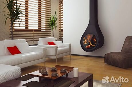 Камин пристенный подвесной в стиле Loft