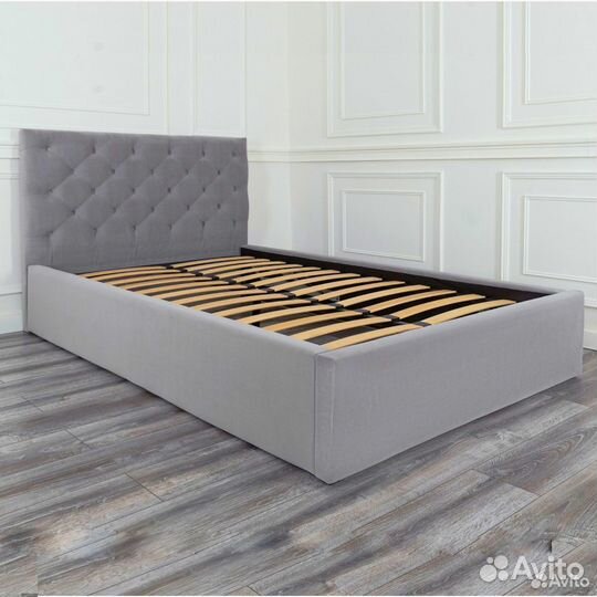Кровать 120х200 серый велюр Барокко