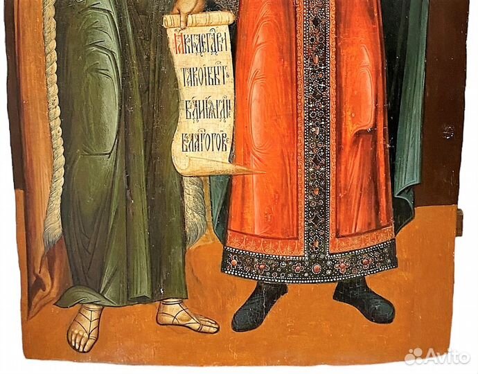 Старинная икона 17 век царь Давид и Илья пророк