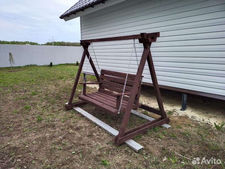 Садовые качели деревянные, ручной работы
