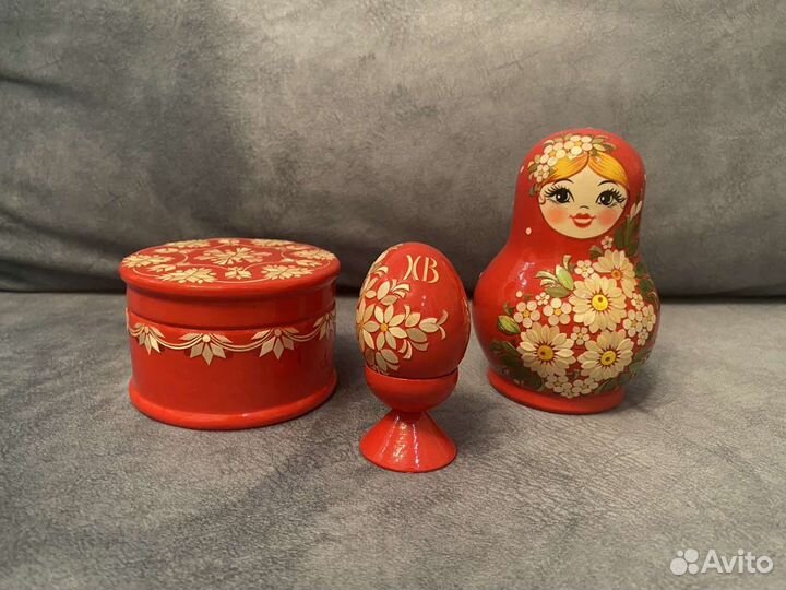 Подарочный набор из дерева матрёшка шкатулка