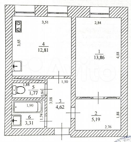 1-к. квартира, 42 м², 2/2 эт.