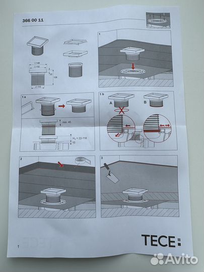 Tece Drainpoint S 3660011 Основа для плитки 142*14