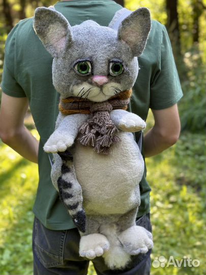 Валяный рюкзак-кот