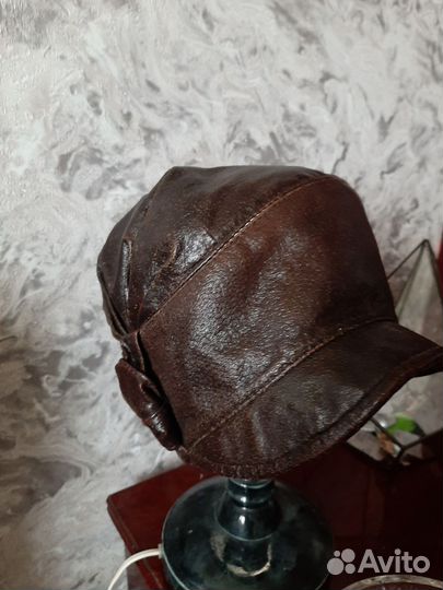 Шляпка кожаная натуральная женская