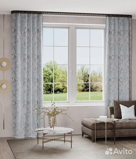 Штора портьерная Каприз 150х260 см сине-золотой 1