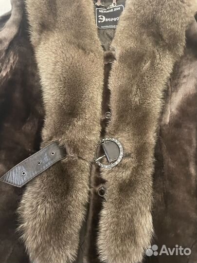 Шуба из овчины с мехом ламы