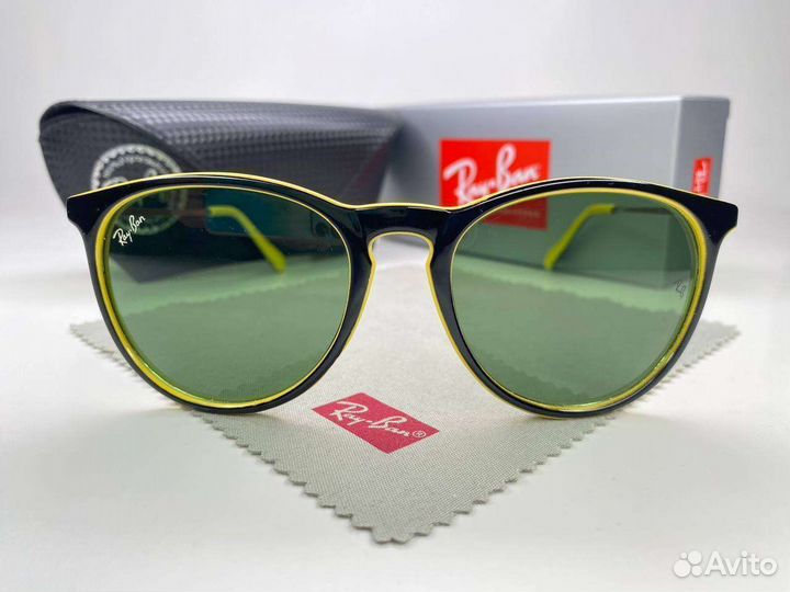 Очки Ray Ban Erika 4171 Yellow Зелёные Стекло