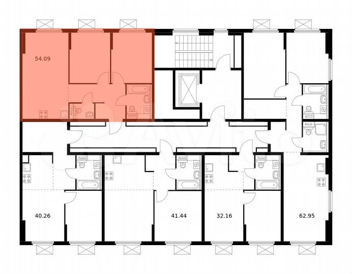 2-к. квартира, 54,1 м², 9/9 эт.