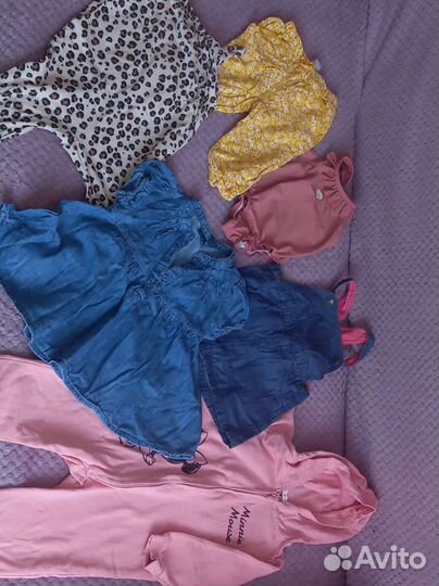 Комплект летних брендовых вещей на девочку 74-80
